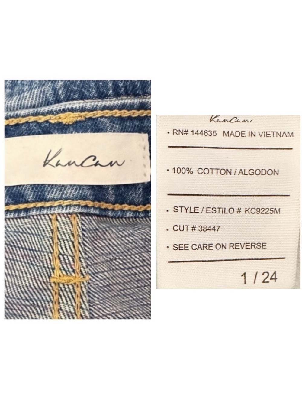 KanCan High Rise Distressed Rainbow Stitch Denim Shorts 24 - Picture 5 of 5